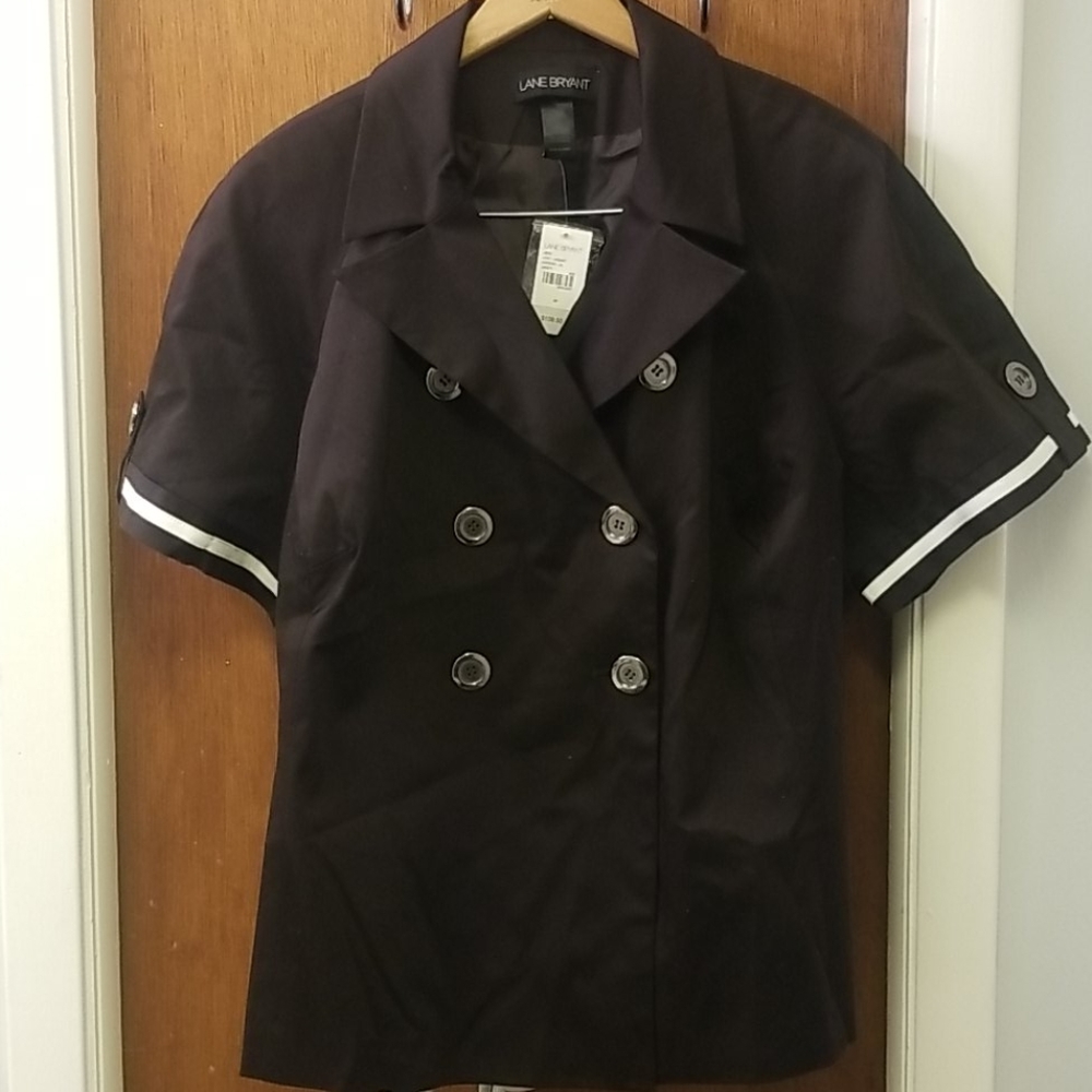 Lane Bryant Blazer Top Black w/ White Trim Office Career